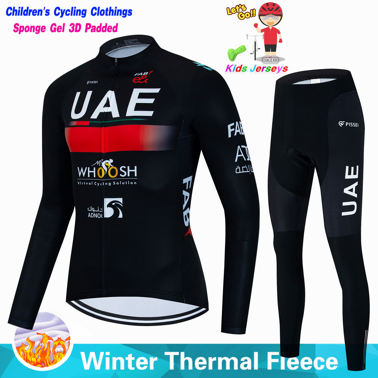 Cycling Gear Jersey - Uae เด็กฤดูหนาวขนแกะเสื้อเจอร์ซีย์นักปั่นชุดเด็กจักรยานเสือภูเขาเสื้อผ้าเด็กชายแข่งจักรยานเสื้อผ้าสาวชุดขี่จักรยาน