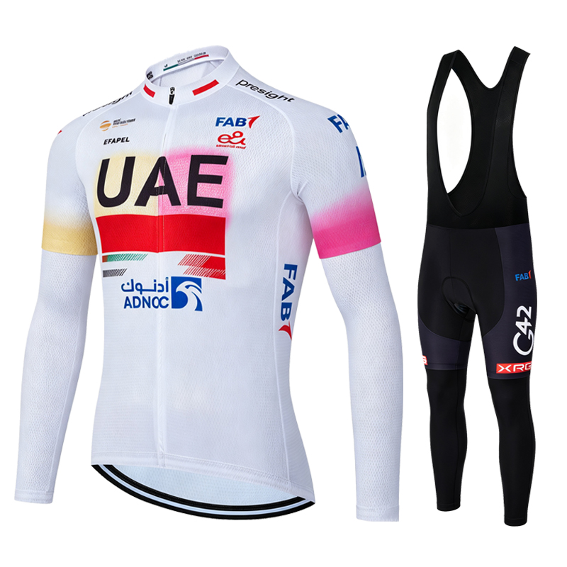 Cycling Bib Shorts - ชุดเสื้อปั่นจักรยานทีม UAE ปี 2027 สำหรับผู้ชาย แขนยาว