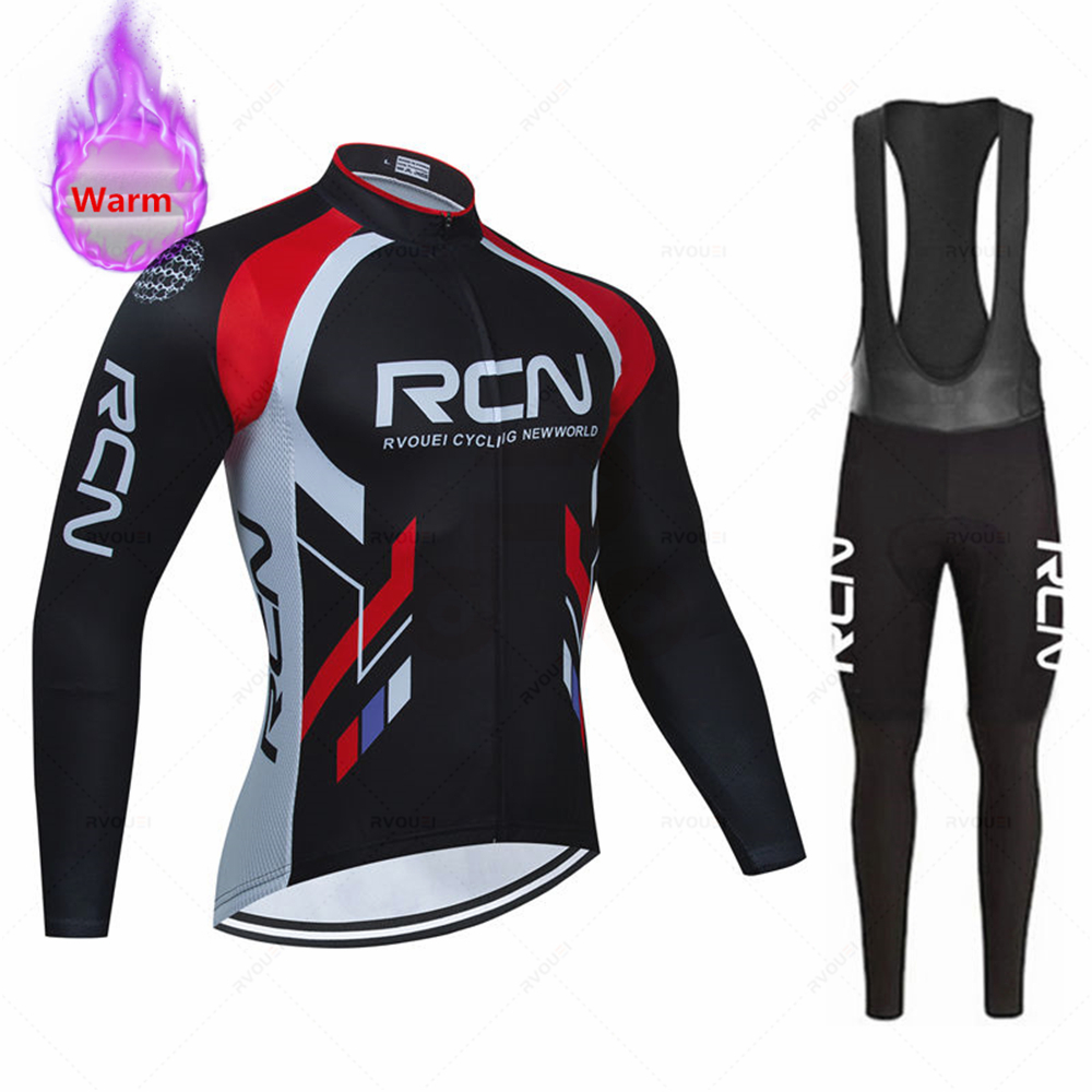 Cycling Gear Brands - ชุดเสื้อผ้าปั่นจักรยานฤดูหนาว Rvouei ผ้าฟลีซอุ่นๆ สำหรับผู้ชาย เสื้อเจอร์ซีย์จักรยาน ชุดกีฬาปั่นจักรยานเสือภูเขา