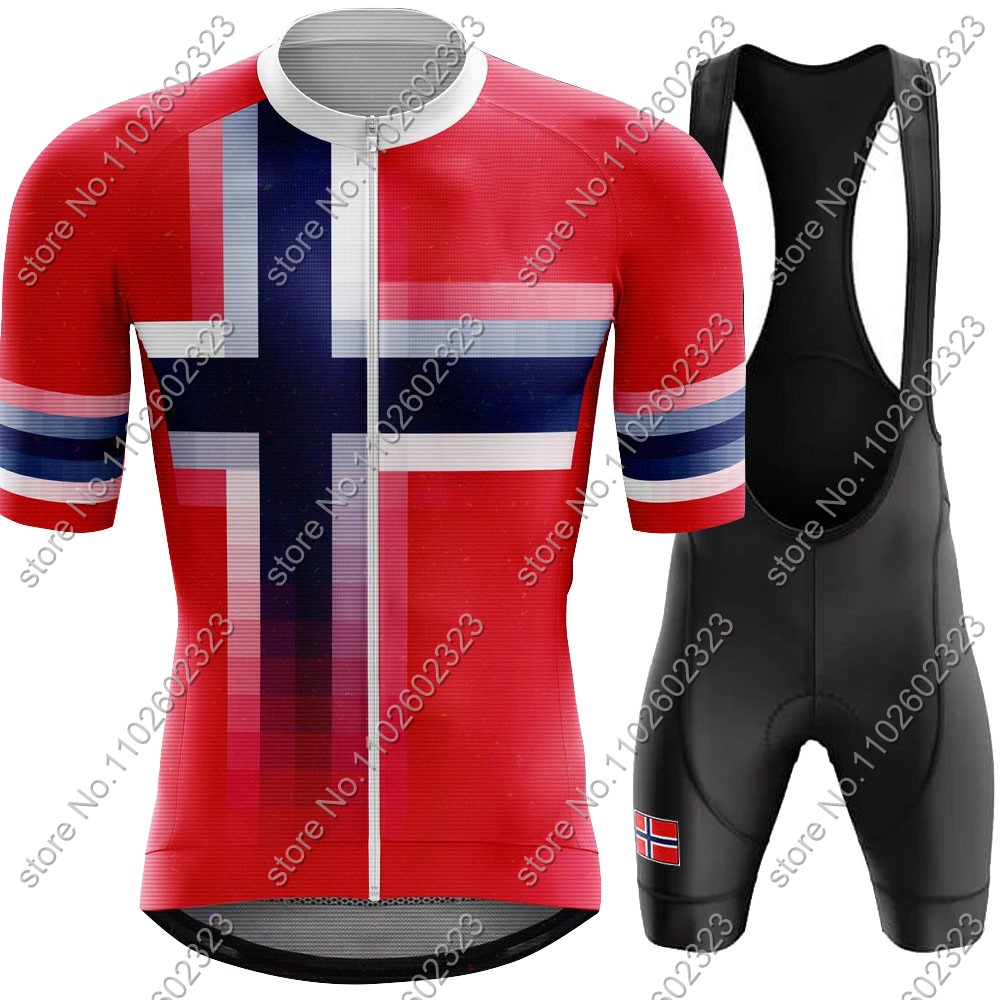 Cycling Gear Jersey - 2024 Norway ชุดทีมชาติเสื้อเจอร์ซีย์นักปั่นเสื้อผ้าสำหรับปั่นจักรยานเสือภูเขาชุดปั่นจักรยานเสือภูเขากางเกงขาสั้น